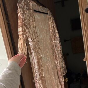 Elegant Sequin Long Sleeve Duster